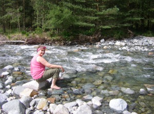 Caroline paddling in the River Liza